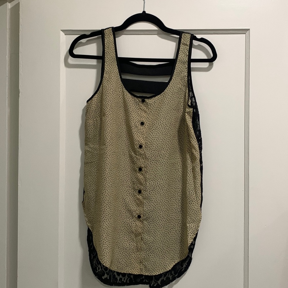 Love Squared tank size small. Button front with small hearts, lace back.
